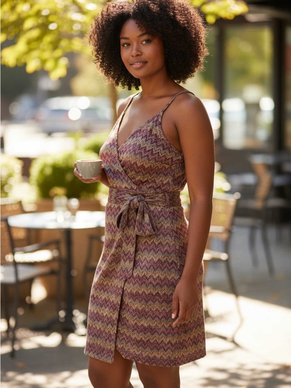Sienna Sky Mauve & Olive Chevron Wrap Dress